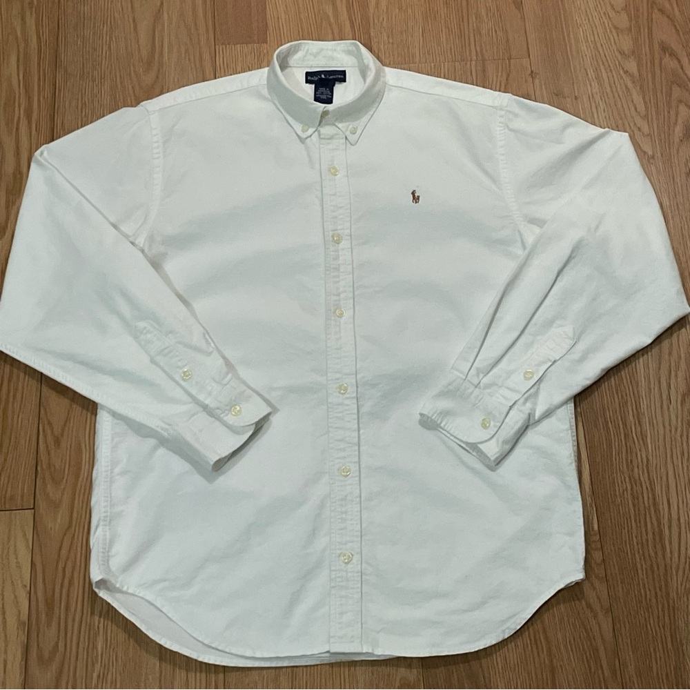 Polo Ralph Lauren Youth 20 Long Sleeve Button Down Shirt White Preppy Office - Picture 2 of 10